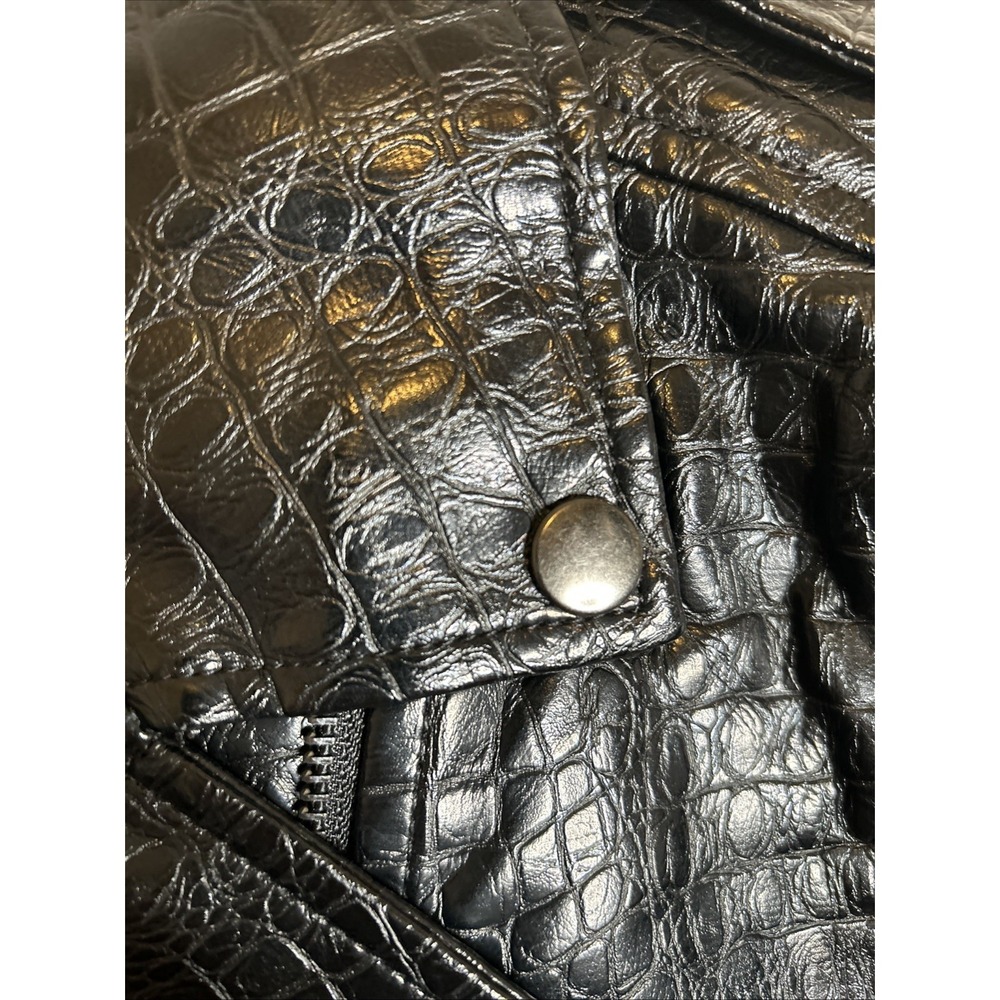 NEW ModCloth Crocodile Rock 1980's Punk Faux Leather Moto Jacket Medium - Picture 5 of 8